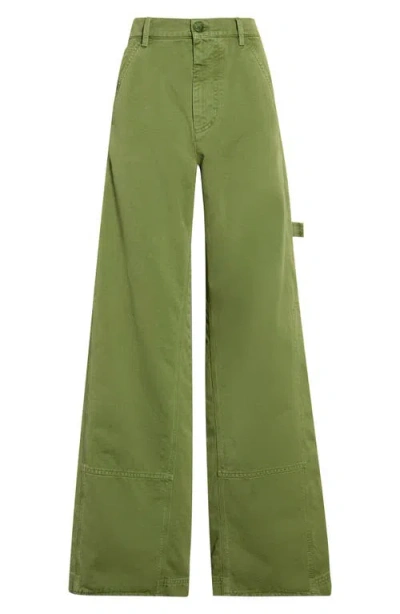 Marni Garment Dyed Cotton Wide Leg Pants In Green