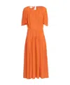 Marni Gathered-detailing Silk Midi Dress In Orange