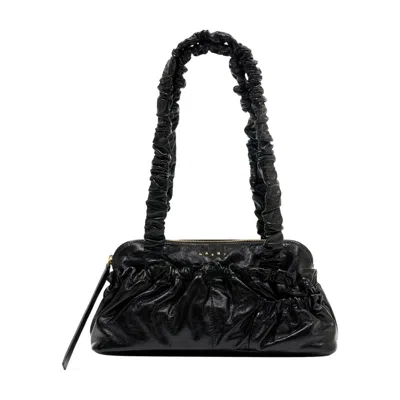 Marni Gathered Ew Shoulder Bag -  - Leather - Black