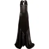 Marni Gathered Satin Halter Gown In Black