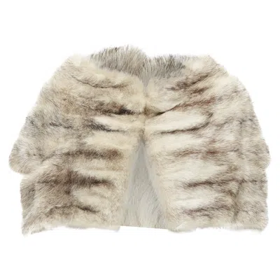 Marni Genuine Fur Striped Coloring Shawl Bolero Crop Jacket In Beige
