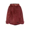 Marni Genuine Shearling Hooded Jacket In Burgundy
