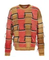 Marni Multicolor Intarsia Pattern Mohair Blend Sweater In Brown