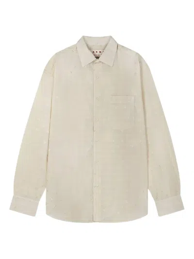 Marni Geometric-jacquard Shirt In Neutrals
