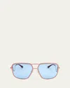 Marni Geometric Metal Aviator Sunglasses In Bronze