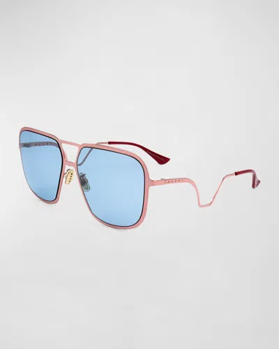 Marni Geometric Metal Aviator Sunglasses In Blue