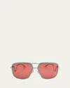 Marni Geometric Metal Aviator Sunglasses In Green