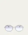 Marni Geometric Metal Round Sunglasses In Silver