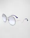Marni Geometric Metal Round Sunglasses In Silver