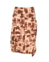 Marni Geometric Pattern Asymmetric Skirt In Brown Cotton In Brown