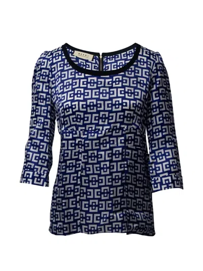 Pre-owned Marni Geometric-pattern Blouse In Blue
