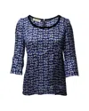 Marni Geometric Printed Blouse In Blue And White Viscose In Multi