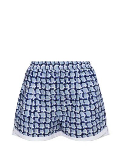 Marni Geometric-print Elasticated-waistband Shorts In Blue