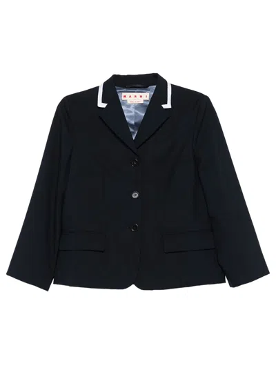 Marni Jacket With Contrasting Trim In Blue