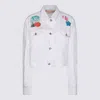 Marni Denim Jacket With Patches In Lily White