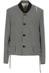 Marni Gingham-pattern Button-up Jacket  In Grey