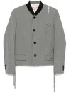 Marni Checked Straight Fit Cropped Wool Jacket In Black