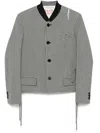 Marni Checked Straight Fit Cropped Wool Jacket In Black