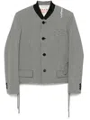 Marni Checked Straight Fit Cropped Wool Jacket In Black