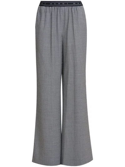 Marni Gingham-patterned Trousers In Black