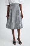 Marni Gingham Seersucker Midi Skirt In Black