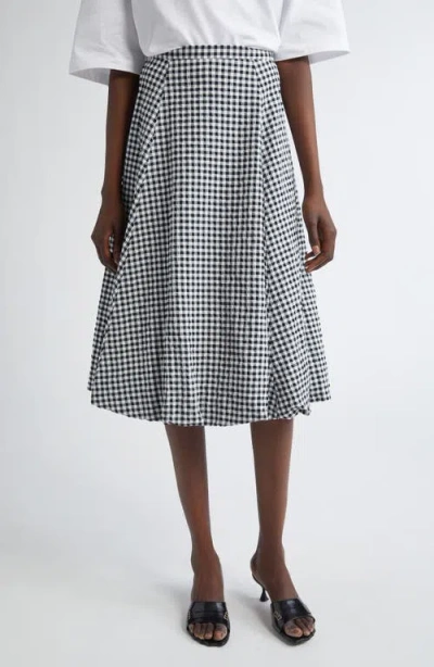 Marni Gingham Seersucker Midi Skirt In Black