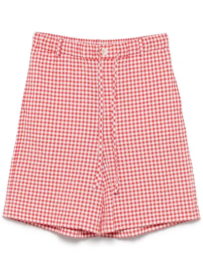 Marni Gingham Seersucker Shorts In Red