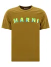 Marni Khaki Printed T-shirt In Green