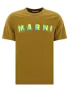 Marni Khaki Printed T-shirt In Green