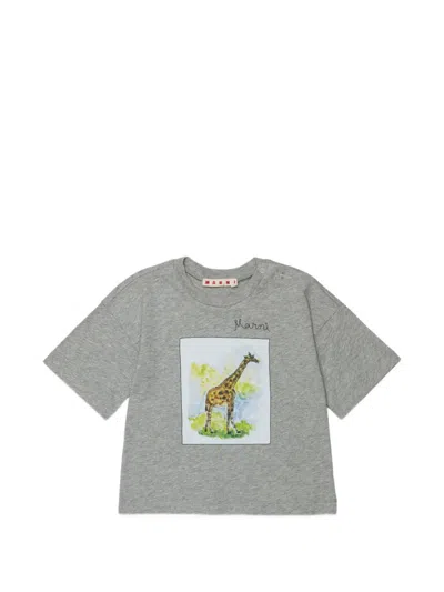 Marni Babies' Giraffe Graphic T-shirt In Gray