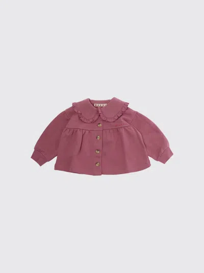 Marni Babies'  Girl's Cotton Shirt With Ruffled Sailor Collar In Pink