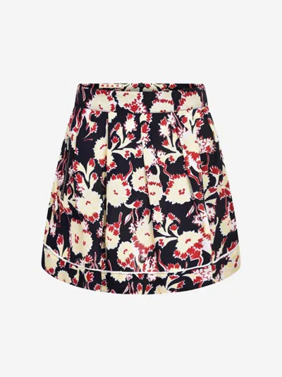 Marni Kids' Girls & Yellow Floral Viscose Skirt 10 Yrs Blue