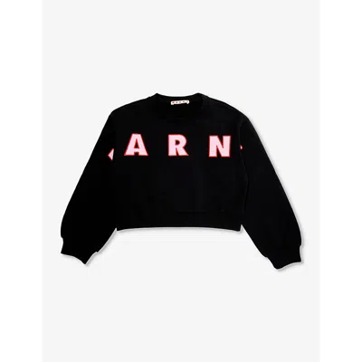 Marni Kids' Logo-embroidered Cotton Sweatshirt In Black