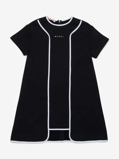 Marni Babies'  Girls Cotton Logo Print Dress In Black