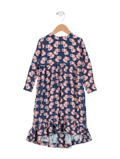 Pre-owned Marni Babies' Girls Floral Print Dress In Blue