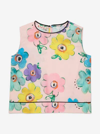 Marni Babies'  Girls Flower Print Sleeveless Top In Pink