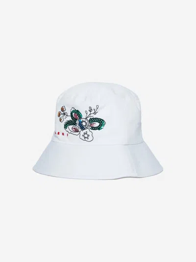 MARNI MARNI GIRLS GABARDINE FLOWER BUCKET HAT