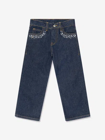 Marni Kids' Girls Gem Embellished Jeans In Blue
