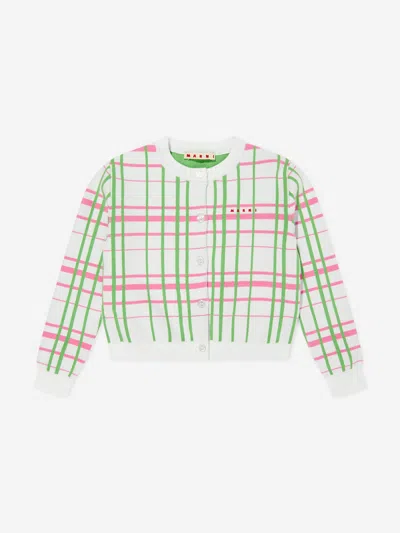 Marni Girls Jacquard Check Knitted Cardigan In Multi