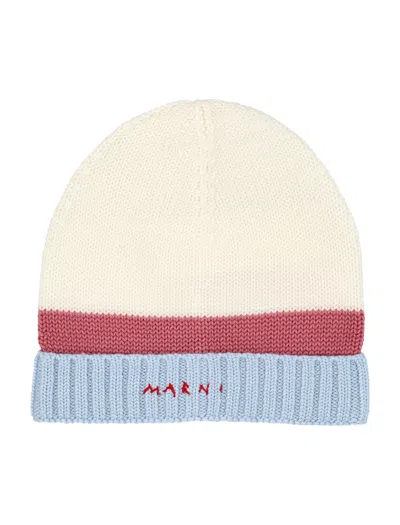 Marni Girls Knit Beanie Hat In Neutral