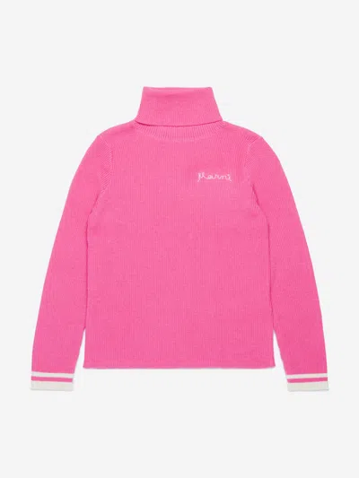 Marni Girls Knitted Roll Neck Jumper In Pink