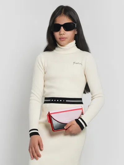 Marni Girls Knitted Roll Neck Jumper In White