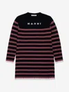 Marni Girls Knitted Striped Dress In Black