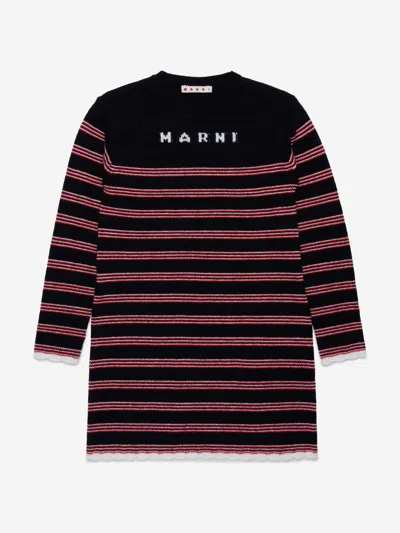 Marni Babies'  Girls Knitted Striped Dress In Black