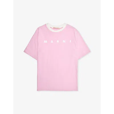 Marni Girls Lilac Sachet Kids Logo-print Short-sleeve Cotton-jersey T-shirt 8-14 Years