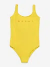 Marni Logo-print Swimsuit In Yellow