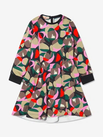 Marni Kids' Girls Long Sleeve Patterned Dress 8 Yrs Multicoloured