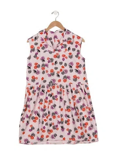 Pre-owned Marni Kids' Girls Pattern Printed Button Closure Dress In Purple