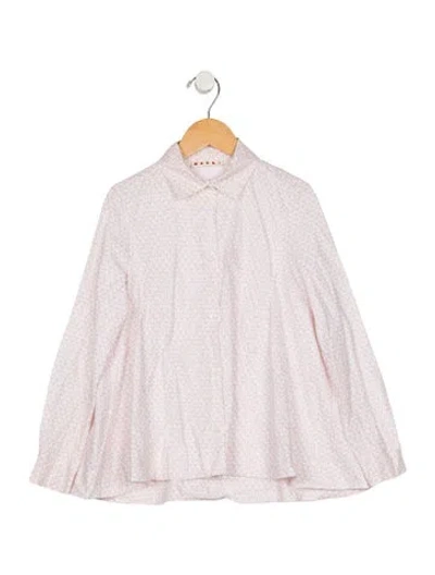 Pre-owned Marni Kids' Girls Pattern Printed Button Closure Top In White