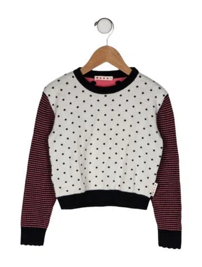 Pre-owned Marni Babies' Girls' Pattern Printed Woven Sweater In White